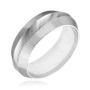 Prsteň zo striebra 925 - zúžený, vrúbkovaný povrch - Veľkosť: 52 mm