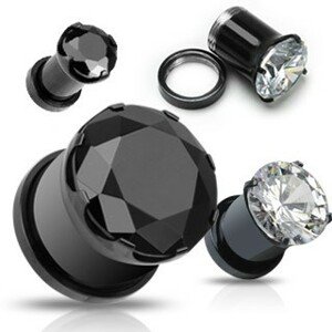 Plug z titánu - brúsený zirkón uchytený plochými paličkami - Hrúbka: 6 mm , Farba zirkónu: Čierna - K