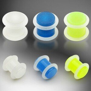Plug do ucha UV žiarivý v tme, 2 O gumičky - Hrúbka: 5 mm, Farba piercing: Neónová zelená
