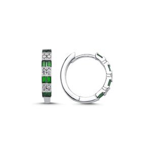 Klenoty Amber Strieborné náušnice zirkónové kruhy Emerald 18 mm