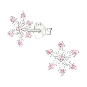 Olivie Strieborné náušnice SNEHOVÁ VLOČKA PINK 0703 Ag 925; ≤0,75 g.
