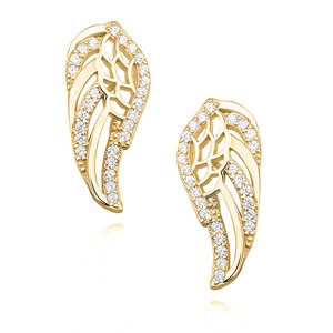 OLIVIE Strieborné náušnice KRÍDLO GOLD so zirkónmi 0775 Ag 925; ≤2 g.