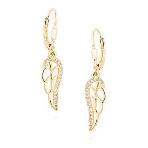 OLIVIE Strieborné náušnice KRÍDLO GOLD so zirkónmi 0776 Ag 925; ≤1,8 g.