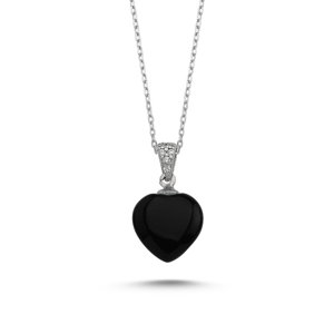 Olivie Strieborný náhrdelník Agáta SRDCE ONYX 1889 Ag 925; ≤2,4 g.