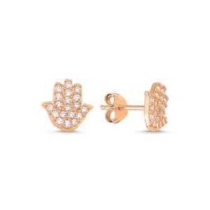 OLIVIE Strieborné náušnice HAMSA ROSE 3864 Ag 925; ≤1,1 g.