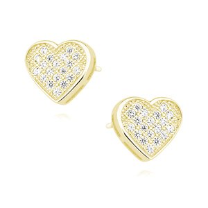 OLIVIE Strieborné náušnice SRDCE GOLD 4185 Ag 925; ≤1,2 g.
