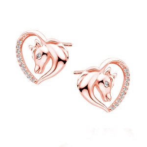 OLIVIE Strieborné ROSE náušnice KÔŇ V SRDCI 4654 Ag 925; ≤1,8 g.