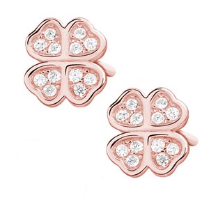 OLIVIE Strieborné náušnice ŠTVORLÍSTOK ROSE 4841 Ag 925; ≤1 g.
