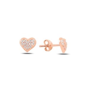OLIVIE Strieborné náušnice SRDIEČKO ROSE 4988 Ag 925; ≤1 g.