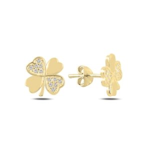 OLIVIE Strieborné náušnice ŠTVORLÍSTOK GOLD 4993 Ag 925; ≤1,3 g.