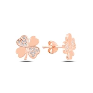 OLIVIE Strieborné náušnice ŠTVORLÍSTOK ROSE 4994 Ag 925; ≤1,3 g.