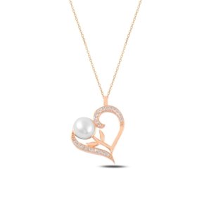 OLIVIE Strieborný náhrdelník PERLA V SRDCI ROSE 5340 Ag 925; ≤2,4 g.