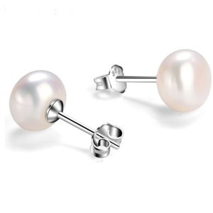 OLIVIE Strieborné náušnice 8mm SLADKOVODNÉ PERLY 5358 Ag 925; ≤1,3 g.