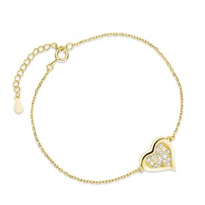 OLIVIE Strieborný náramok SRDIEČKO GOLD 5472 Ag 925; ≤1,6 g.