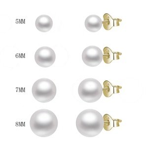 OLIVIE Náušnice 7mm sladkovodné perly GOLD 5498 Ag 925; ≤1,1 g.