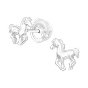 OLIVIE Detské strieborné náušnice KONÍK 5766 Ag 925; ≤0,8 g.
