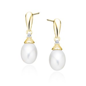 OLIVIE Strieborné náušnice PERLA GOLD 4107 Ag 925; ≤1,7 g.