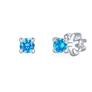 OLIVIE Strieborné 4mm náušnice PIPPI BLUE 7952 Ag 925; ≤1 g.
