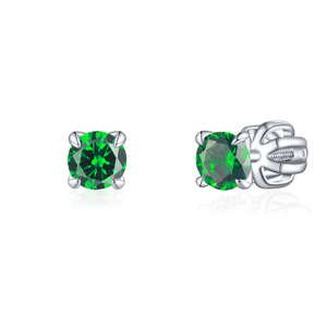 OLIVIE Strieborné 4mm náušnice PIPPI GREEN 7953 Ag 925; ≤1 g.