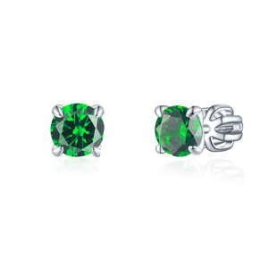 OLIVIE Strieborné 5mm náušnice PIPPI GREEN 7959 Ag 925; ≤1,2 g.