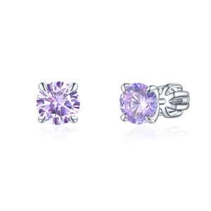 OLIVIE Strieborné 6mm náušnice PIPPI PURPLE 7961 Ag 925; ≤1,6 g.