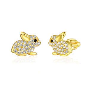OLIVIE Strieborné náušnice KRÁLIK GOLD 8034 Ag 925; ≤2,3 g.
