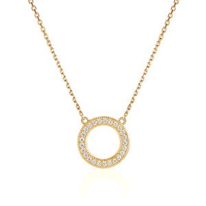 OLIVIE Strieborný náhrdelník KRUH GOLD 8061 Ag 925; ≤0,50 g.