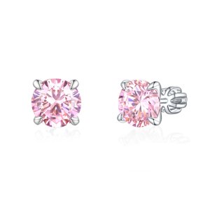 OLIVIE Stříbrné 8mm náušnice PIPPI PINK 8352 Ag 925; ≤2,9 g.
