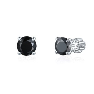 OLIVIE Stříbrné 6mm náušnice PIPPI BLACK 8356 Ag 925; ≤1,6 g.