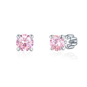 OLIVIE Stříbrné 5mm náušnice PIPPI PINK 8367 Ag 925; ≤1,4 g.