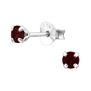OLIVIE Strieborné 3mm náušnice GARNET 8653 Ag 925; ≤0,40 g.