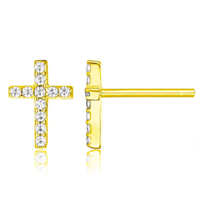 OLIVIE Strieborné náušnice KRÍŽOK GOLD 8683 Ag 925; ≤0,6 g.
