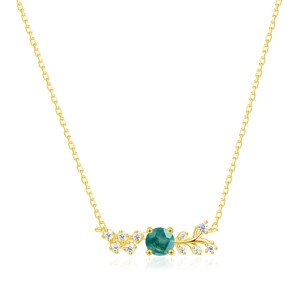 OLIVIE Strieborný náhrdelník MACHOVÝ ACHÁT GOLD 8912 Ag 925; ≤2,6 g.