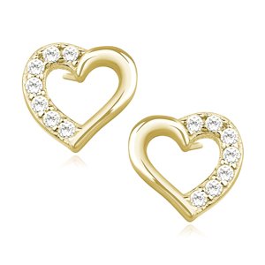 OLIVIE Strieborné náušnice SRDCE GOLD 9051 Ag 925; ≤1,0 g.