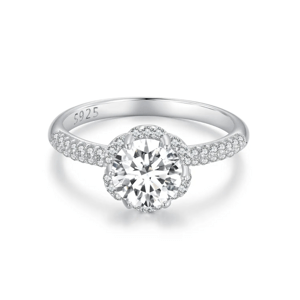 OLIVIE Strieborný zásnubný prsteň MOISSANITE 9180 Veľkosť prsteňov: 9 (EÚ: 59 – 61) Ag 925; ≤2,1 g.