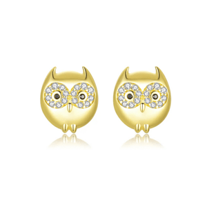 OLIVIE Strieborné náušnice SOVA GOLD 9182 Ag 925; ≤2,2 g.