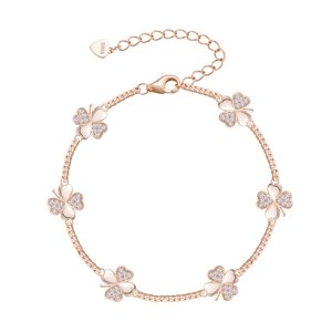 Olivie Stříbrný náramek ČTYŘLÍSTEK ROSE 9718 ≤3,7 g.