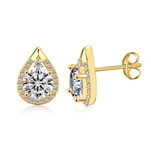 Olivie Stříbrné náušnice KAPKA MOISSANITE GOLD 9742 Ag 925; ≤2,1 g.