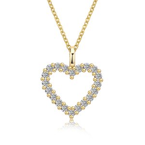 Olivie Stříbrný náhrdelník GOLD 0,6ct MOISSANITE SRDCE 9804 Ag 925; ≤3 g.