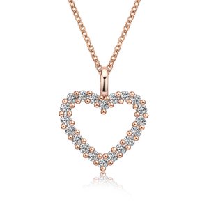 Olivie Stříbrný náhrdelník ROSE 0,6ct MOISSANITE SRDCE 9805 Ag 925; ≤3 g.