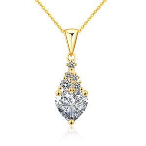 Olivie Stříbrný náhrdelník 1ct MOISSANITE SRDCE GOLD 9828 Ag 925; ≤2,5 g.