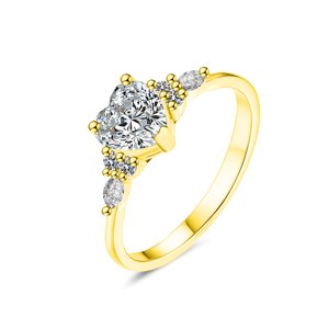 Olivie Stříbrný prsten MOISSANITE SRDCE GOLD 9837 Velikost prstenů: 6 (EÚ: 51 – 53) Ag 925; ≤1,9 g.
