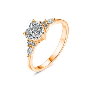 Olivie Stříbrný prsten MOISSANITE SRDCE ROSE 9838 Velikost prstenů: 6 (EÚ: 51 – 53) Ag 925; ≤1,9 g.