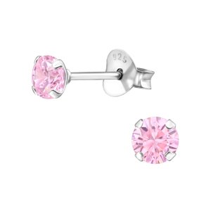 Olivie Stříbrné 4mm náušnice PINK 9845 Ag 925; ≤0,40 g.