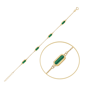 MINET Elegantný zlatý náramok so zeleným malachitom Au 585/1000